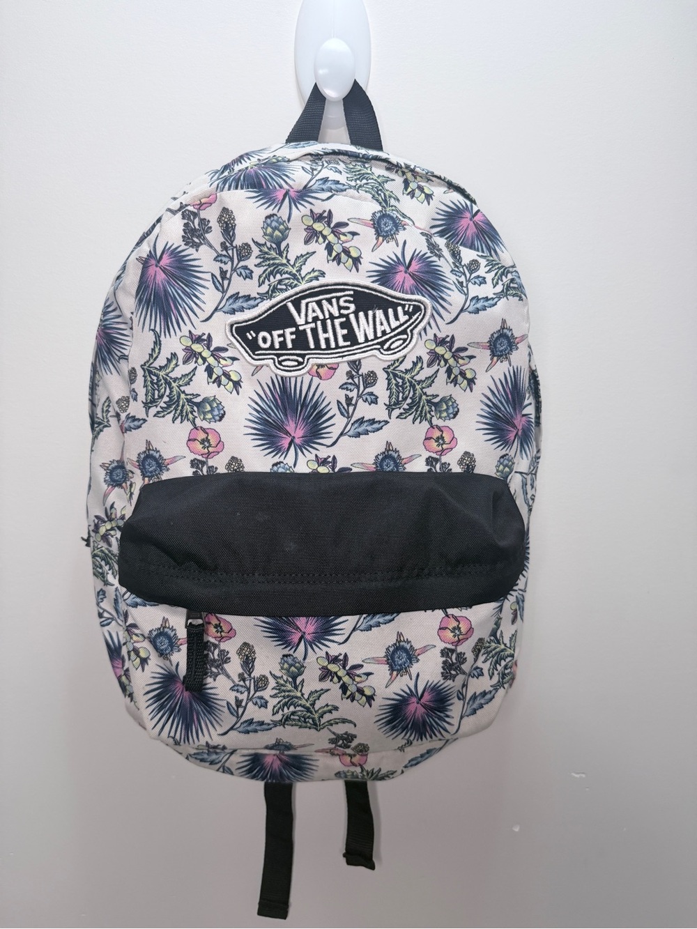 Vans Cream Floral Backpack with Black Accents